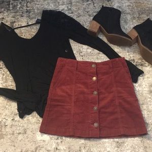 Black Long Sleeve Top w/ Low Back and Lace Detail